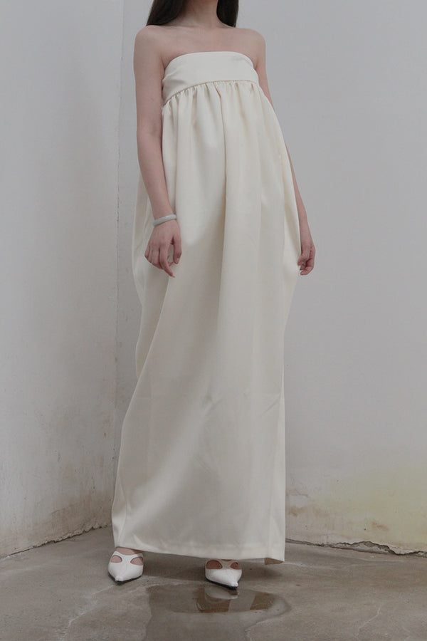 MING MA Tube Top Flower Bud Dress AW20-DR12-WTPL PMM4